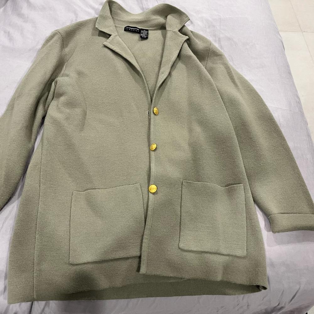 Liz Claiborne green button down jacket